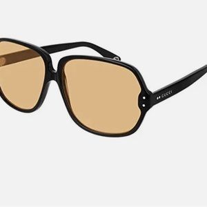 Gucci Women's Sunglasses GG0778S 006 Black/Yellow Lens Oversized 63mm
